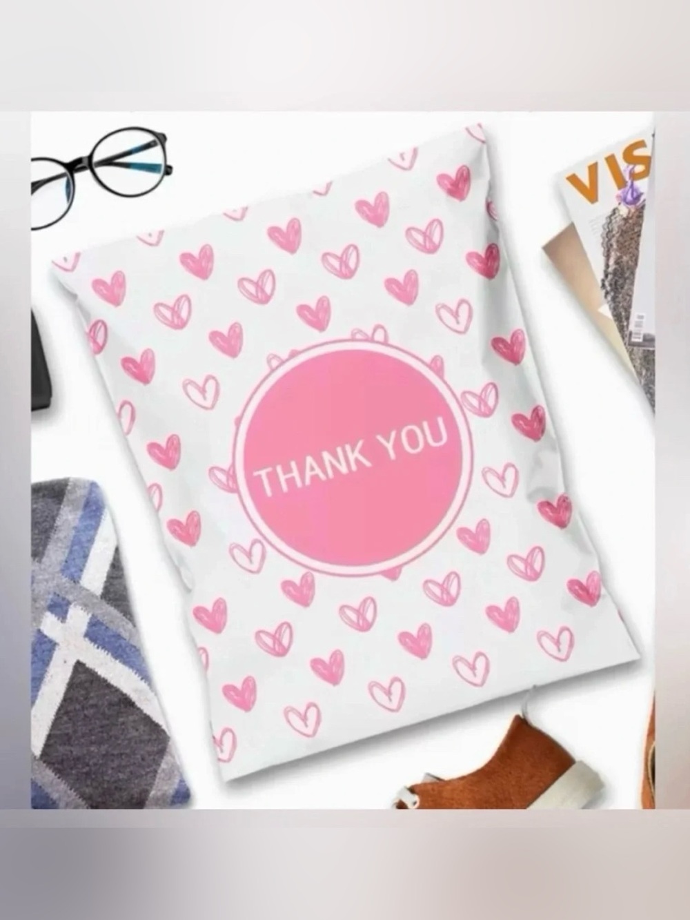 Set of 20 14.5” x 19” Heart Thank You Poly Mailers